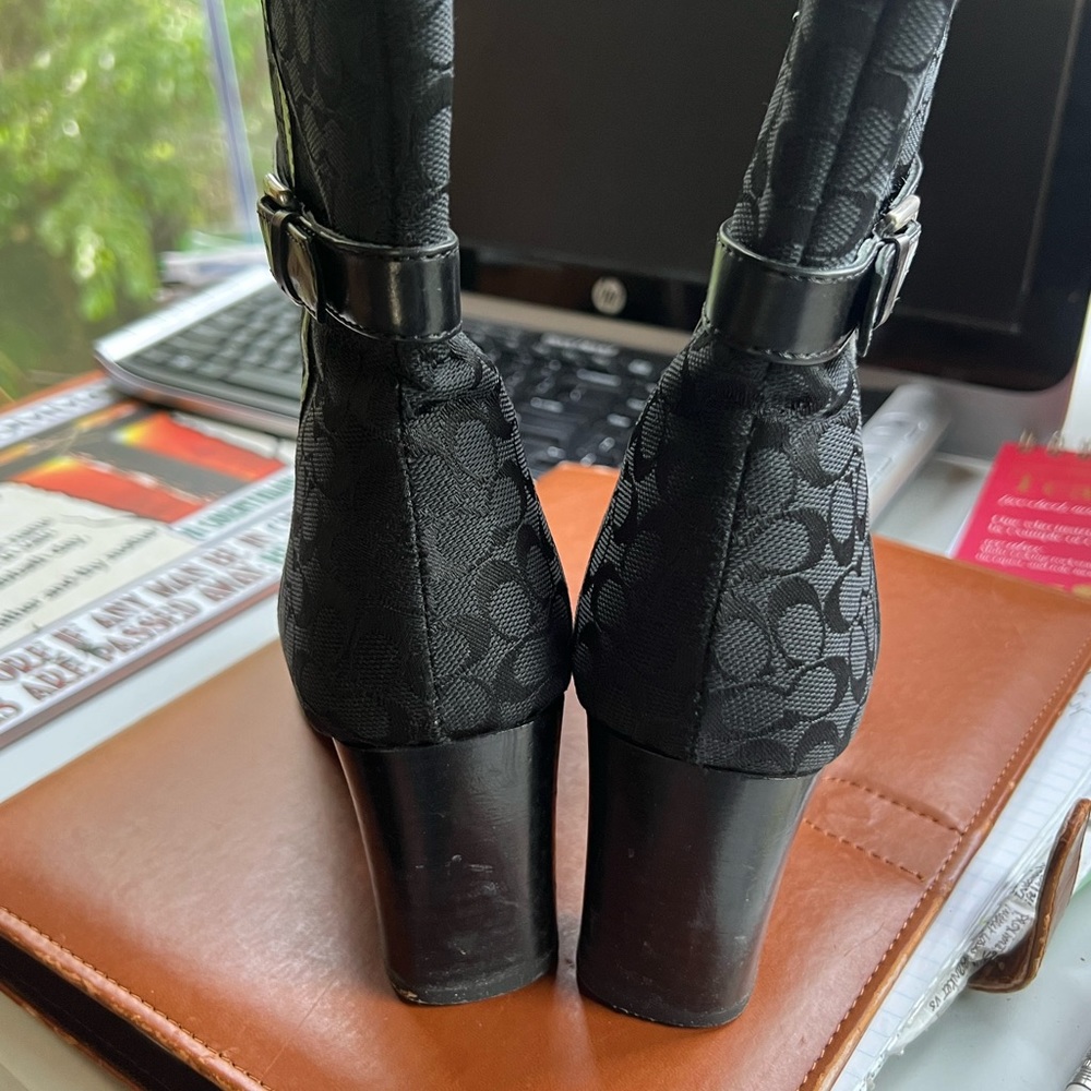Size6 1/2 canvas logo midi calf coach boots - Picture 7 of 17